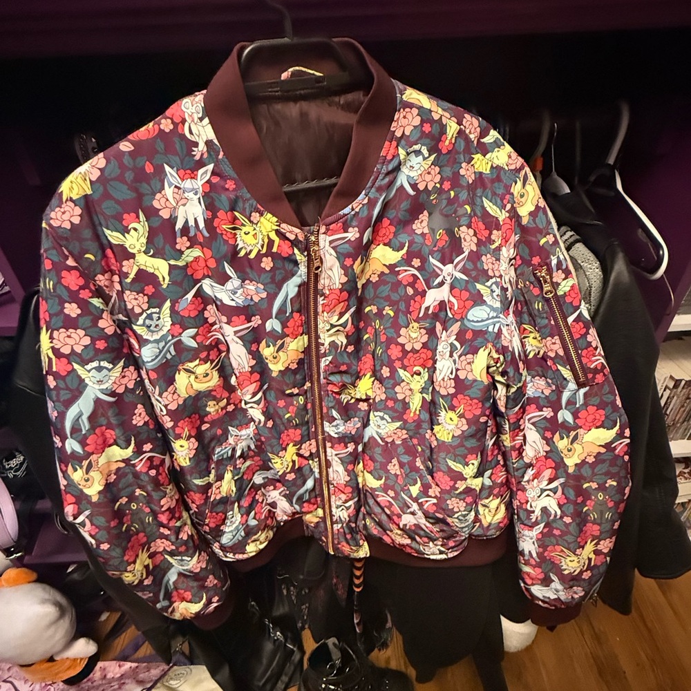 Black milk clothing eeveelution floral Bomber Jacket M